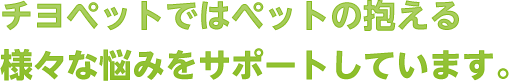 チヨペットではペットの抱える様々な悩みをサポートしています。